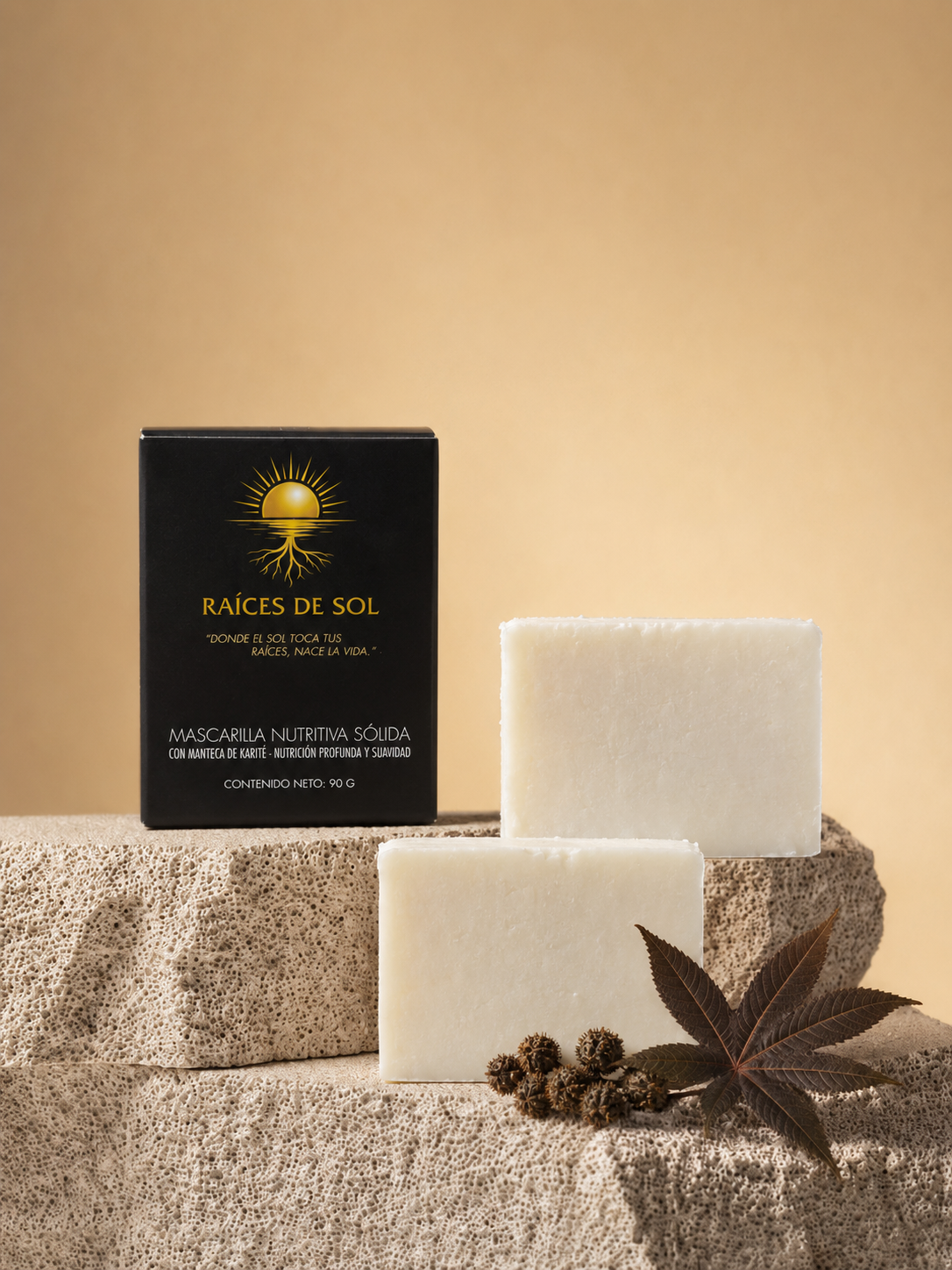 Mascarilla sólida nutritiva Raíces de Sol hidratando cabello rizado